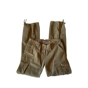 Vintage Bubblegum Army Green Slim Fit Straight Leg Cargo Pants Women's Size 3/4